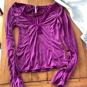 Free People V-neck Pullover Shirt Women’s Soft  Purple Long Sleeve Top Size XS